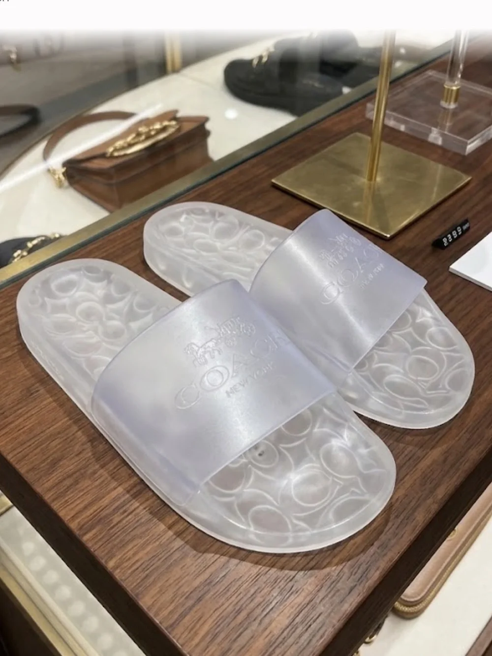 Coach Translucent White Logo Slide Sandals